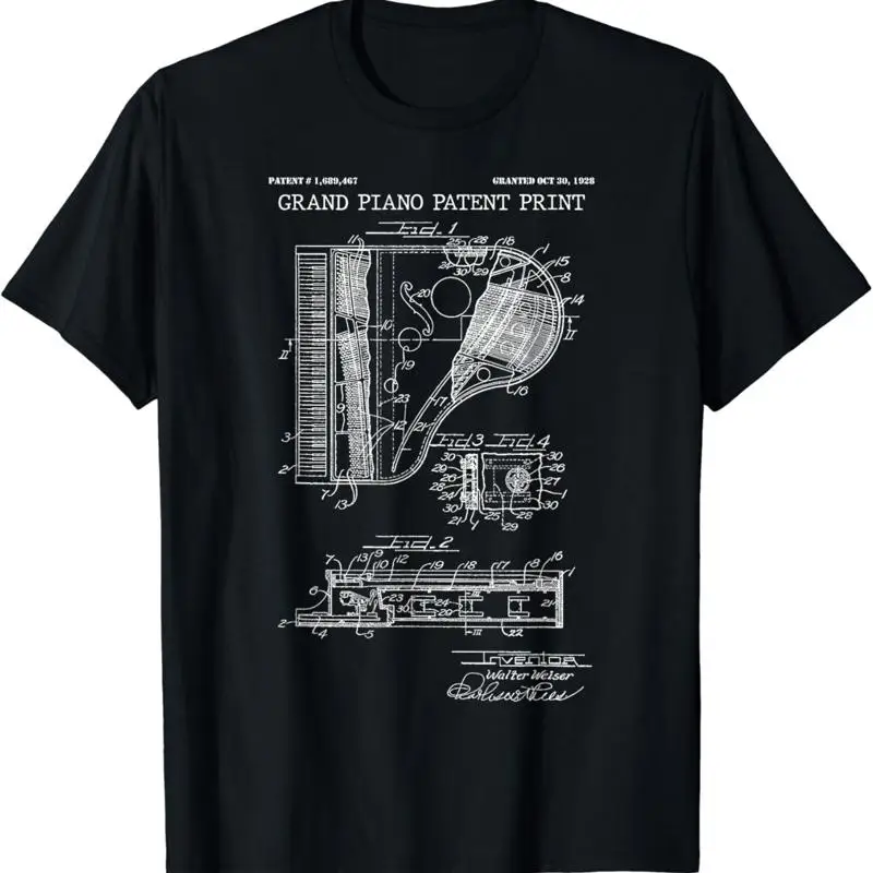 Grand Piano Patent Print 1928 Vintage Music Art T Shirt