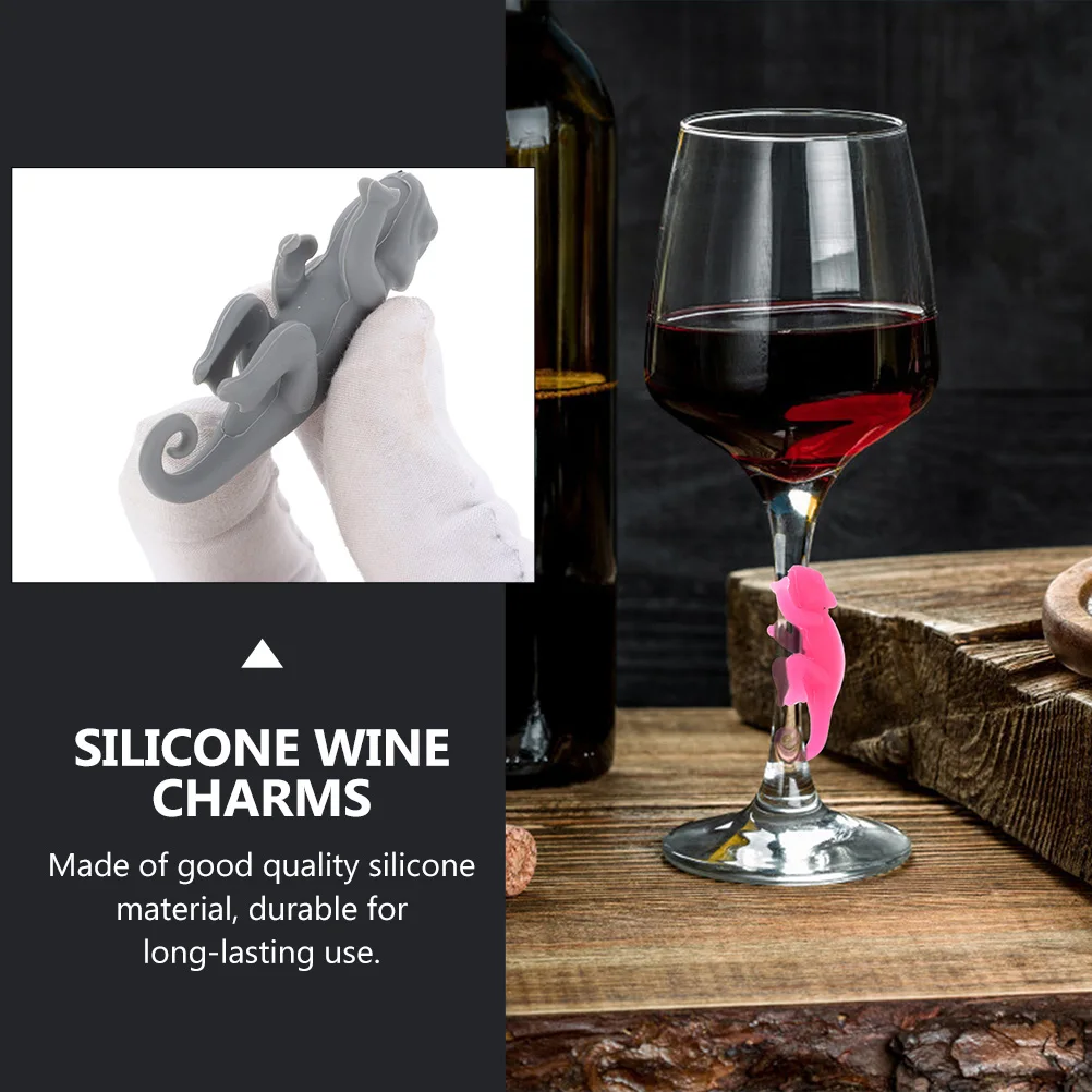 

12 Pcs Chameleon Wine Glass Identifier Funny Charms Drinking Markers Bar Cocktail Cute