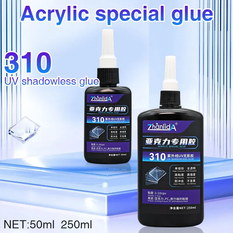 Acryl Speciale Lijm 50/250ML UV Schaduwloze Lijm Lijm Transparant Hoge Viscositeit Bonding Acryl Materialen