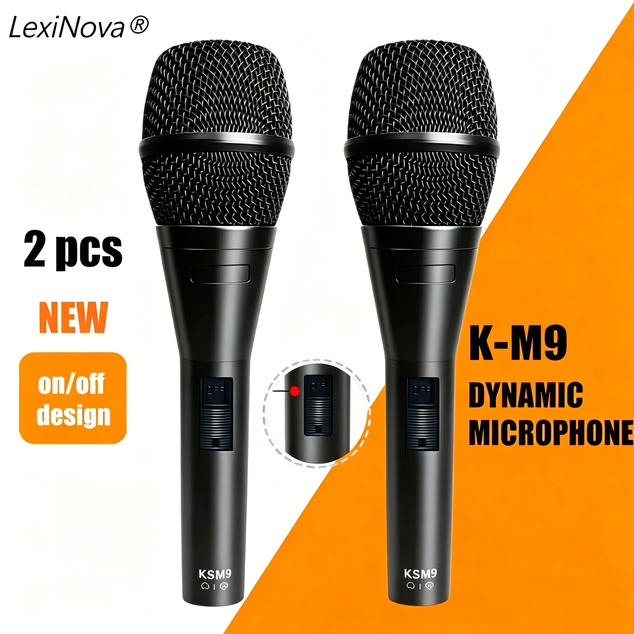 

2 Pcs Professional Dynamic Microphone K-M9 Handheld Vocal Recording Mics with Switch for Karaoke Singing Performance Speech
