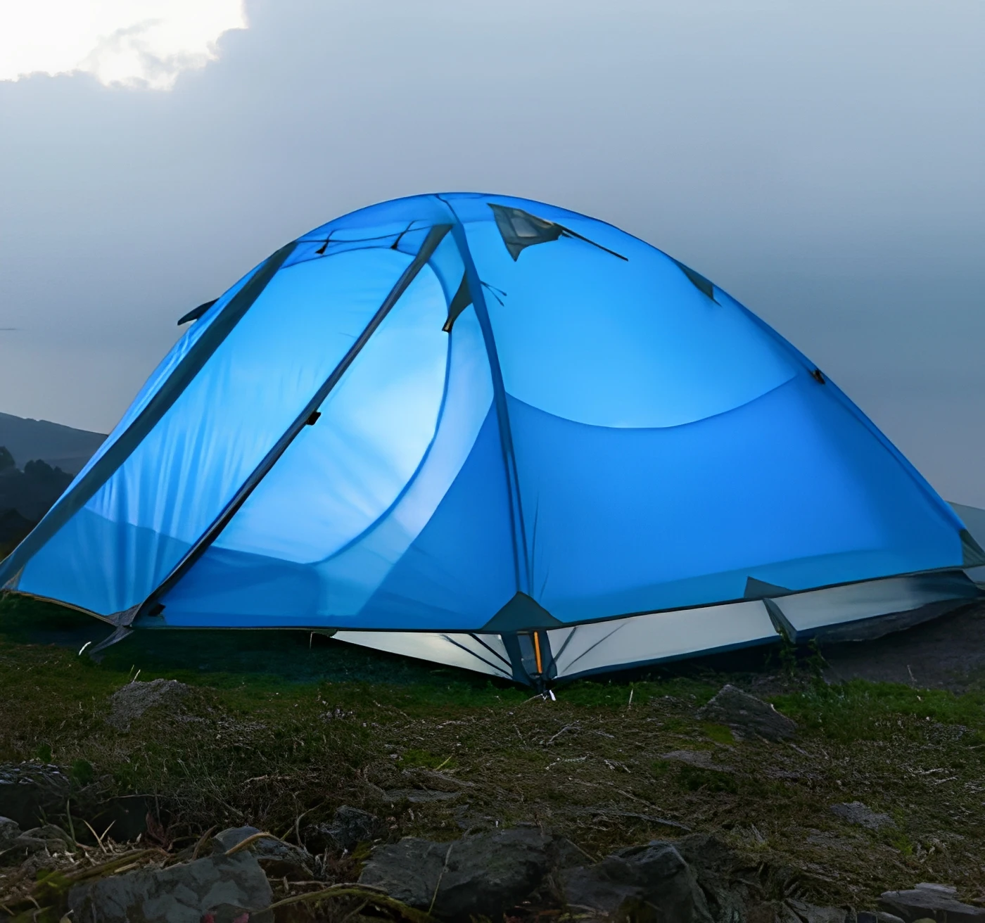 Single Person Double Layer 3-Season Tent, Eco-Friendly Waterproof Windproof Portable Outdoor Camping Backpacking Tent