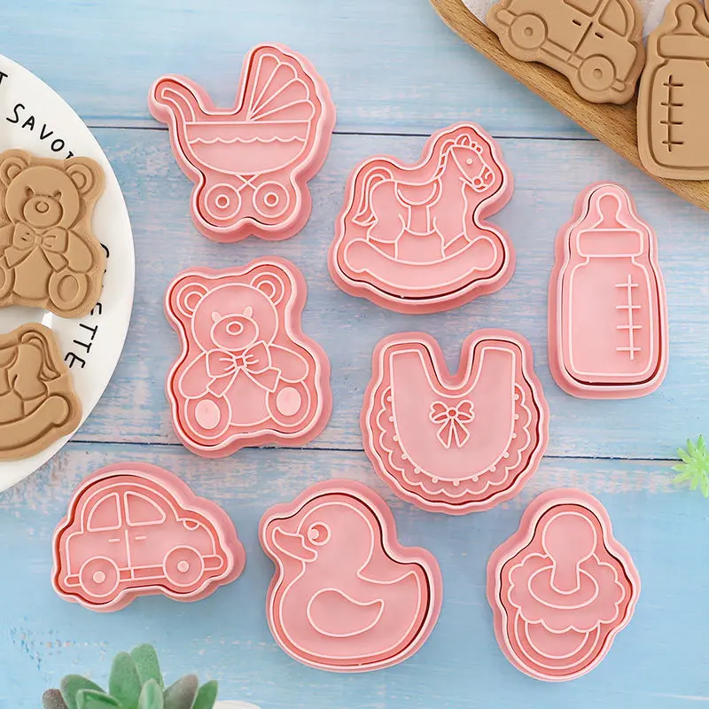 Baby 3D Toy Bear Stroller Cookie Cake Cutter Baking Mould Cookie Stamp Biscuit Mold Fondant Cake Decorating Tools Sugarcraft