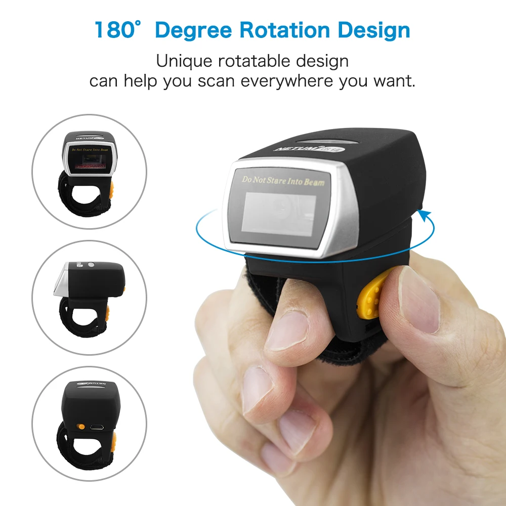 Mini tragbarer 2D-Qr-Code-Scanner, Fingerleser, Barcode-Scanner, kabellos