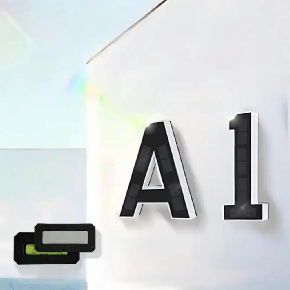 Solar Powered Door Sign Lamp Outdoor Garden Yard LED Lighting Modern House Number Plaque Waterproof Wall Light