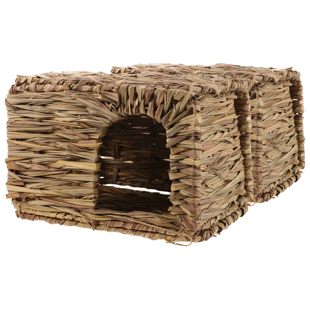 

2Pcs Grass Foldable Small Animal Hideout Cozy Guinea Pig Rabbit Bunny Bed Indoor Outdoor Nest Hideaway Guinea Pig