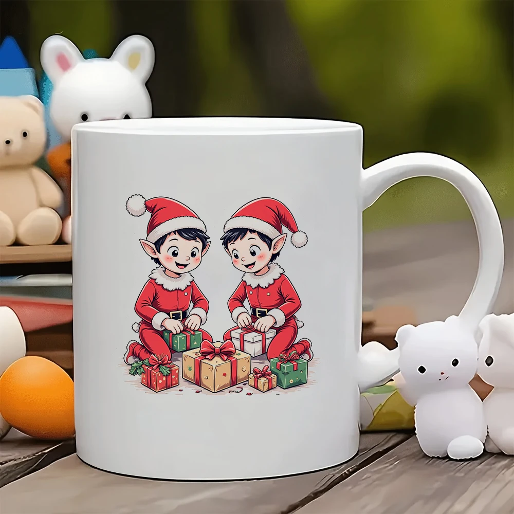 

11oz cartoon Santa Claus elf mug + cartoon cup Christmas gift kids water cup family office coffee mug set