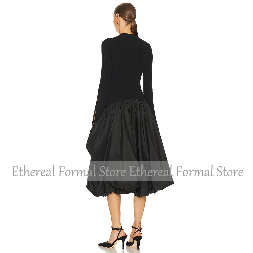 モダンなイブニングドレス Balck A ラインの女性のウエディングドレス長袖ボールガウンフォーマルパーティードレス茶丈サウジドレス