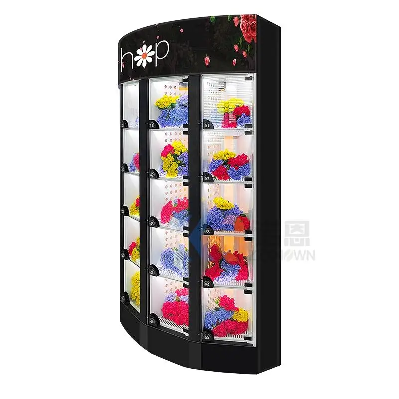 Free Custom Logo 60 Locker Flower Vending Machine Refrigeration Flower Vending Machine