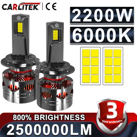 2500000LM 2200W H4 H7 H11 LED Canbus K5C K6C H1 H8 9005 9006 HB3 HB4 9012 HIR2 faro LED Turbo lámpara antiniebla automática 12V 24V 6000K