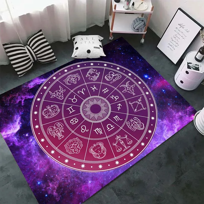 

Constellation Twelve Star Sign Zodiac Area Rugs for Living Room Bedroom Decoration Rug Children Play Room Mats Anti-slip Carpets