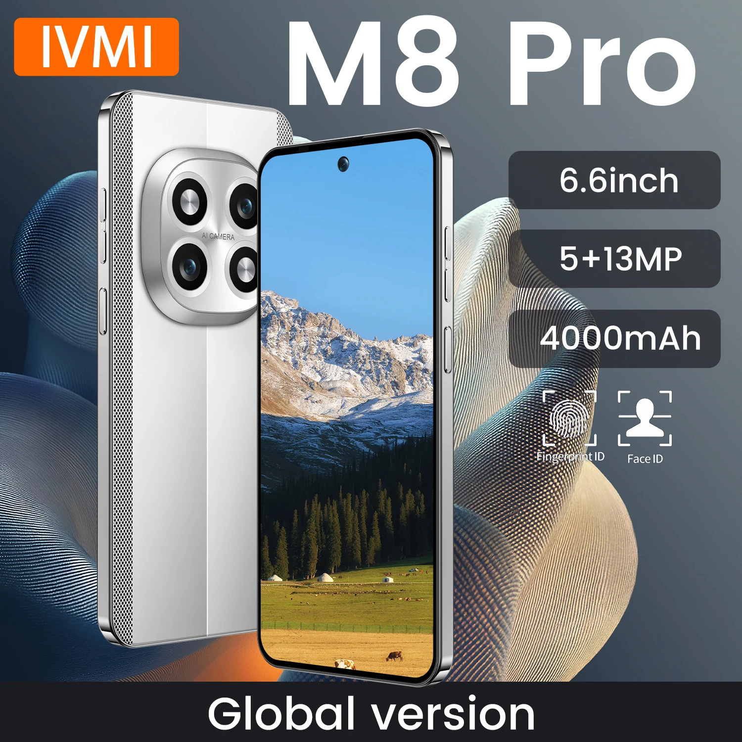 IVMI Global M8 Pro Smartphone Android10 3GB RAM 16GB ROM 13MP Google Play Store Face ID 4G network Mobile Phones