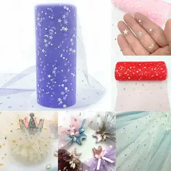 Silver Star Moon Glitter Tulle Roll 10 Yard 15cm Spool Tutu Wedding Decoration Organza Laser DIY Craft Birthday Party Supplies