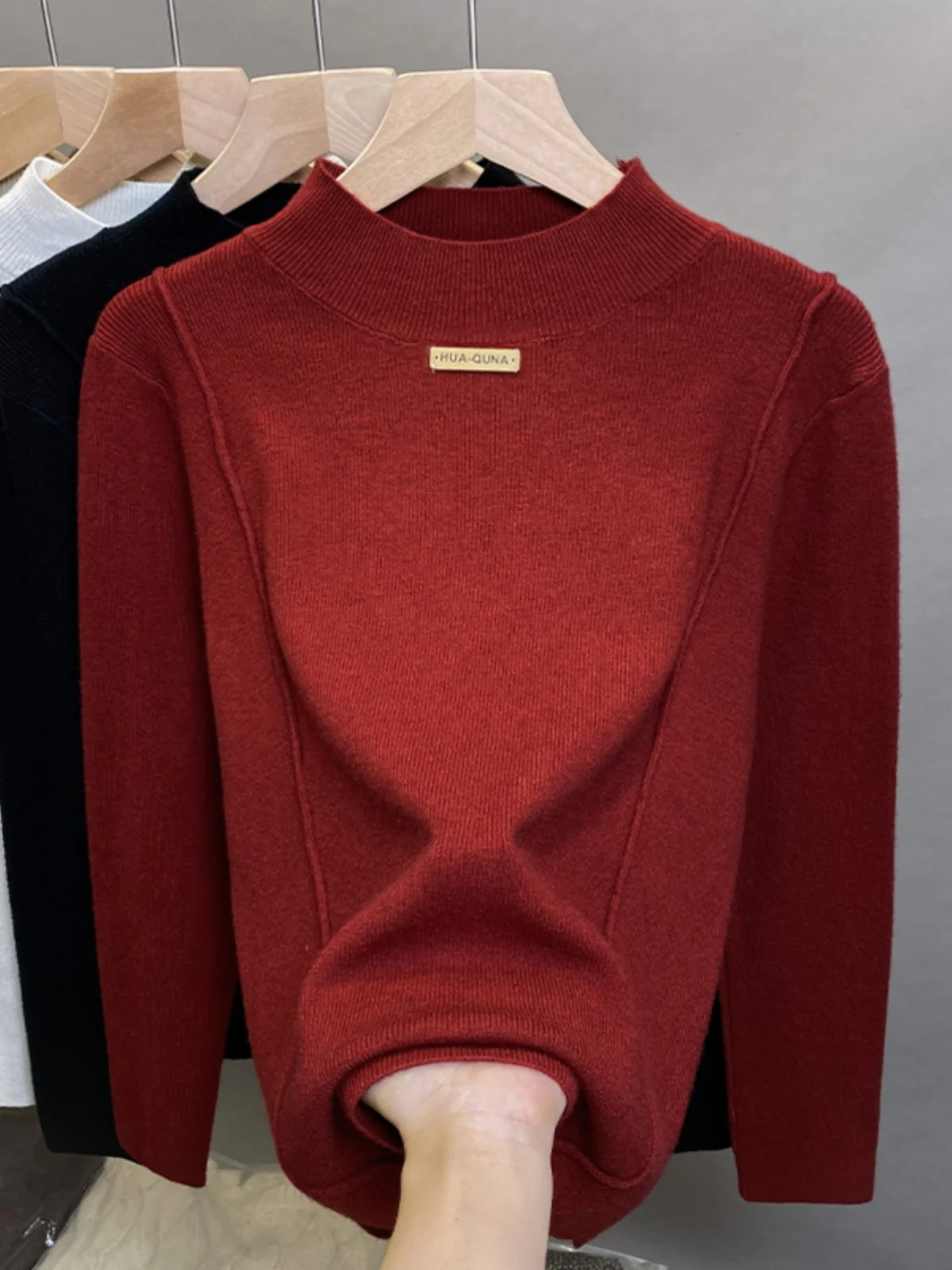 

Loose Warm Knitwear Half High Collar Sweater plus Size Women's Base Layer Shirt Korean Style Long Sleeve Winter Thermal Top