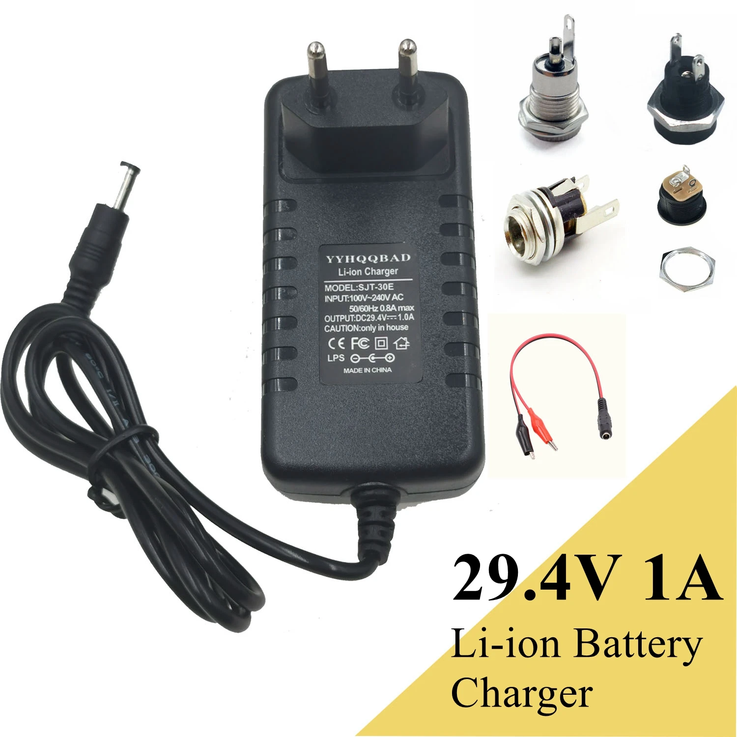 29.4V 1A Li-ion pil şarj için 25.2V 25.9V pil 7S 18650 pil paketi konektörü DC5525