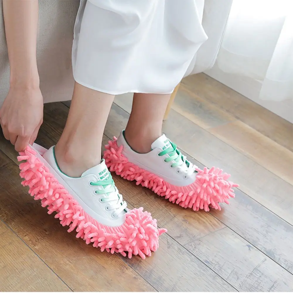 Creative Comfortable Rag Men Indoor Chenille Dust Mop Slipper Mopping Slippers Cover Plush Bedroom Shoes Women Slippers