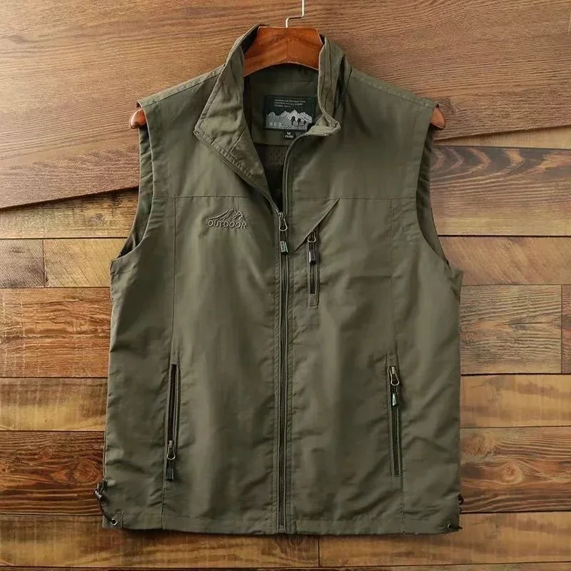 Men's 2024 autumn and winter stand up collar double-sided camisole jacket men's lambswool workwear vest