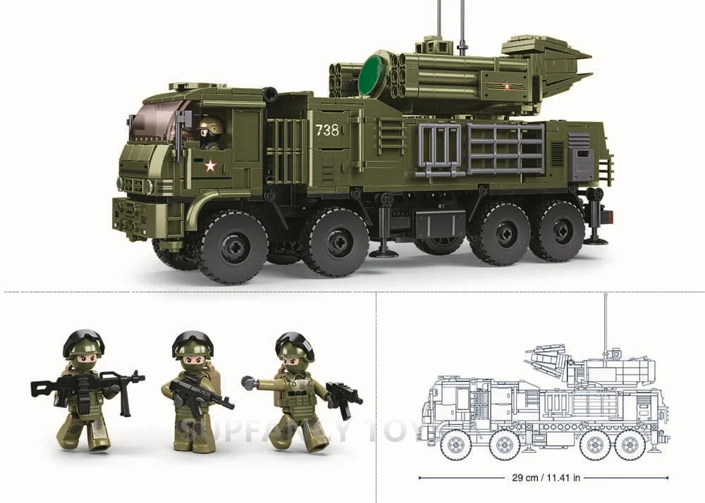 NEW Sluban 659PCS Military Pantsyr-S1S Armored Self Defense System Model Building Blocks Educational Toys for Children