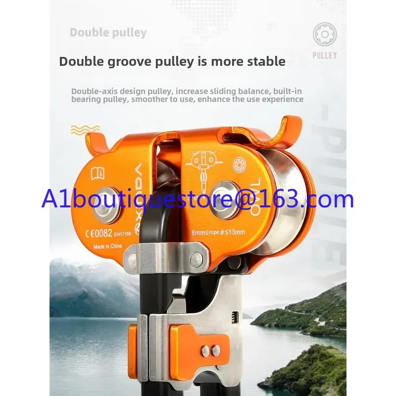 Chinese open double pulley high-altitude zip line hoisting large pulley