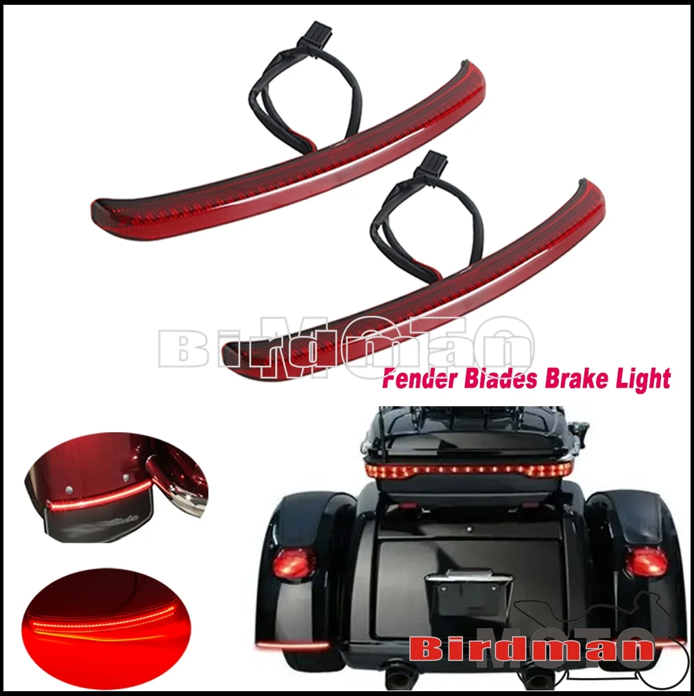 

For Harley Touring Street Tri Glide Trike Ultra Classic FLHTCUTG FLHXXX Motorcycle LED Rear Fender BladesBrake Running Taillight