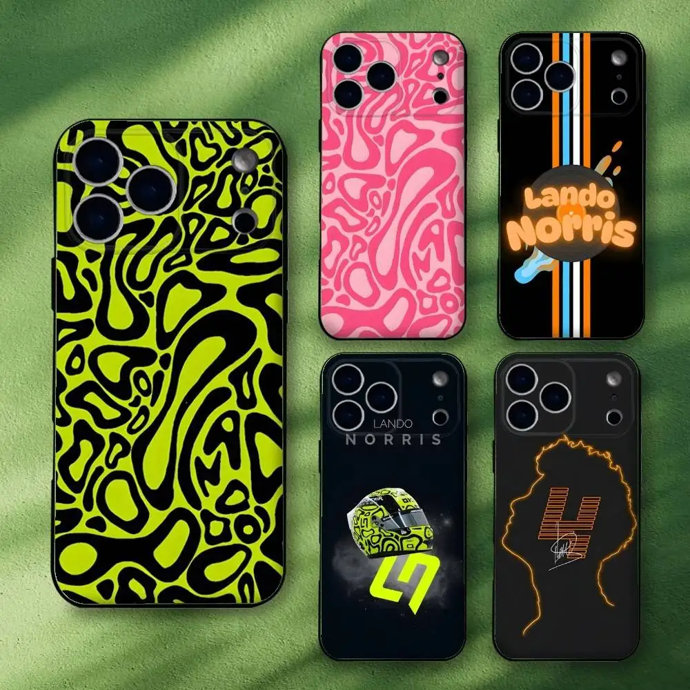 

L-Lando N-Norris Pink F1 Phone Case For iPhone 17,16,15,14,13,12,Pro,Max,Plus,E,SE4,Air,Mini Black Soft Funda