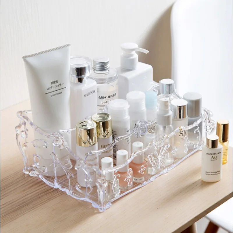 Transparent Plastic Desktop Cosmetic Storage Box European Style Household Supplies Bathroom Storage Box