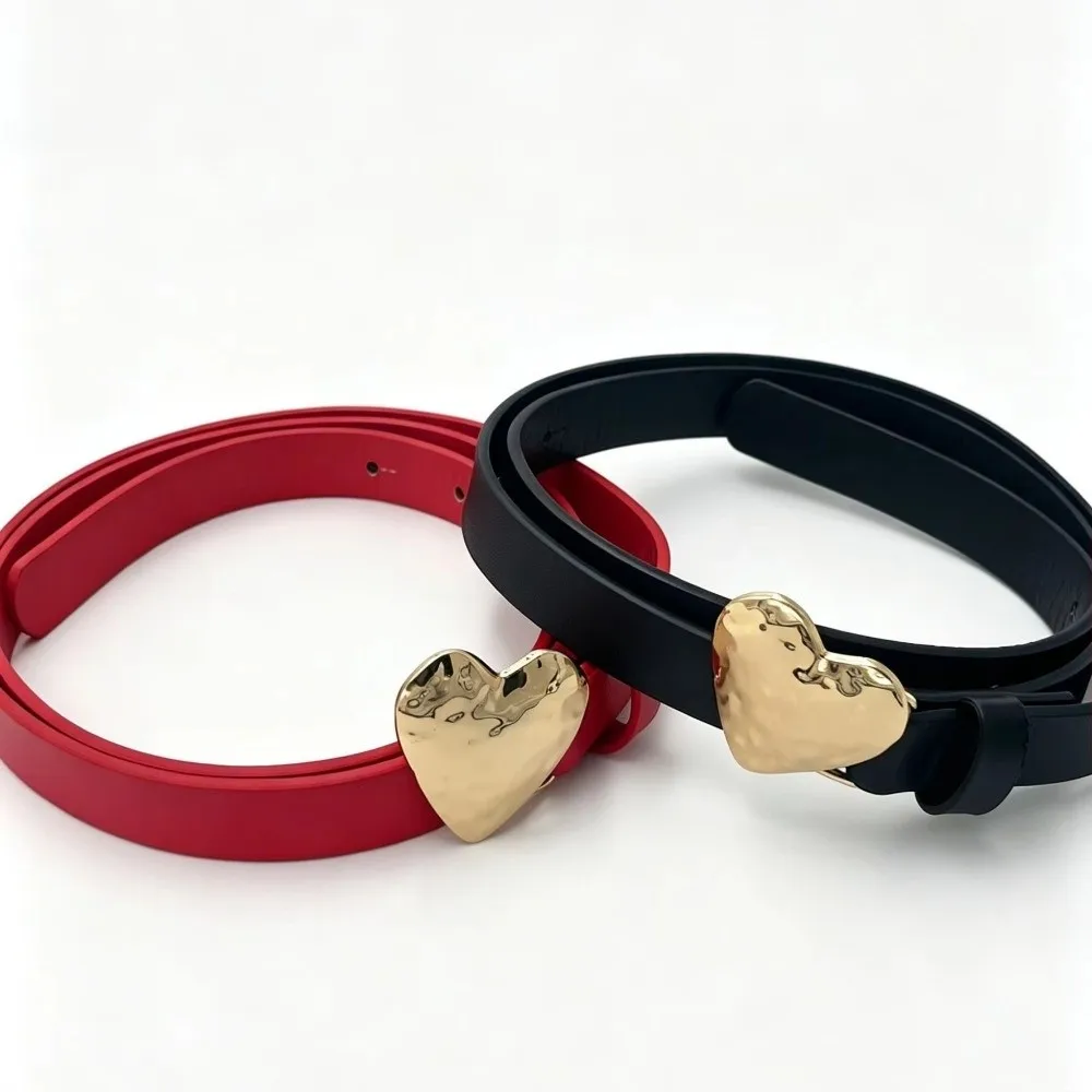 Fashion Irregular Women's Slim Belt PU Heart-shaped Buckle Waistband Dress Jeans Belt Clothing Accessory
