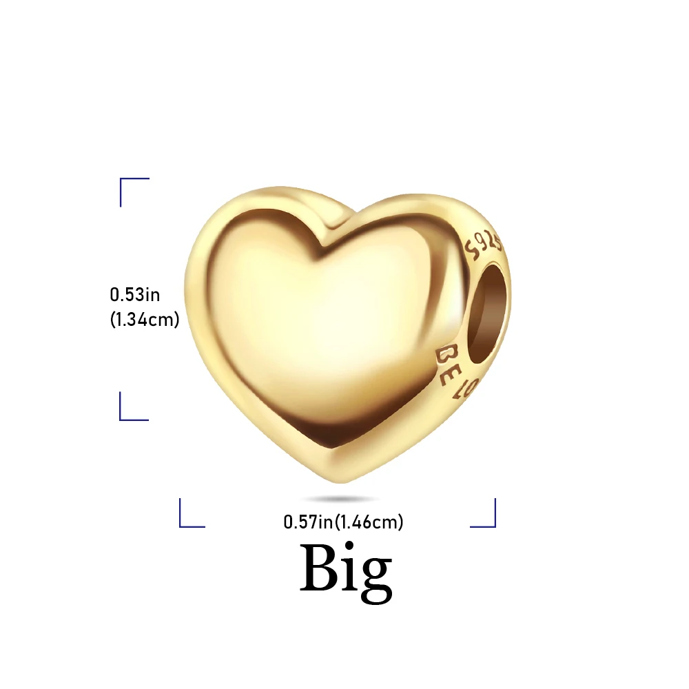925 Sterling Silber Bunte Glänzende Herzförmige Anhänger-Perlen Passend für Schlangenketten-Armband Halskette Frauen DIY Geburtstag Schmuck Geschenke – Detail 15