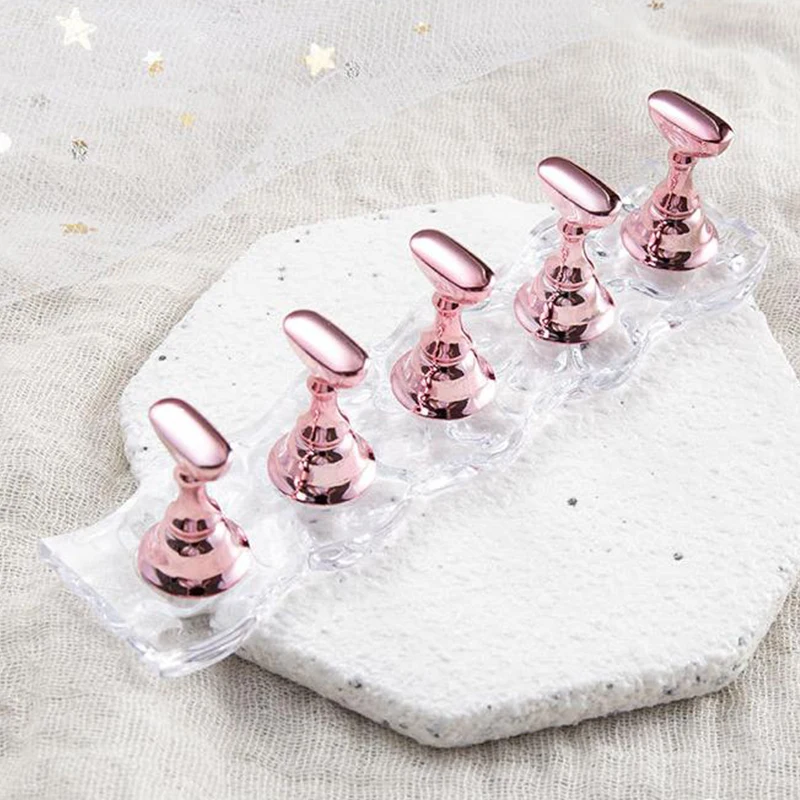1 set supporto magnetico per unghie supporto per pratica punta per unghie finte supporto base in cristallo display per nail art per salone d'arte fai da te e pratica