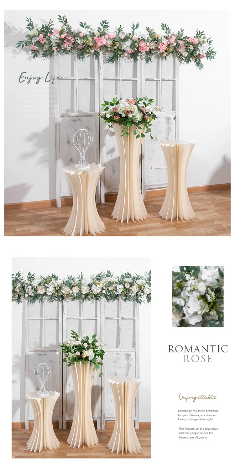 Blaue Künstliche Hortensien-Rosen-Blumenreihe Hochzeits-Hintergrund Bogen Fensterdekoration Künstliche Blumenarrangements für Event-Dekoration – Detail 7