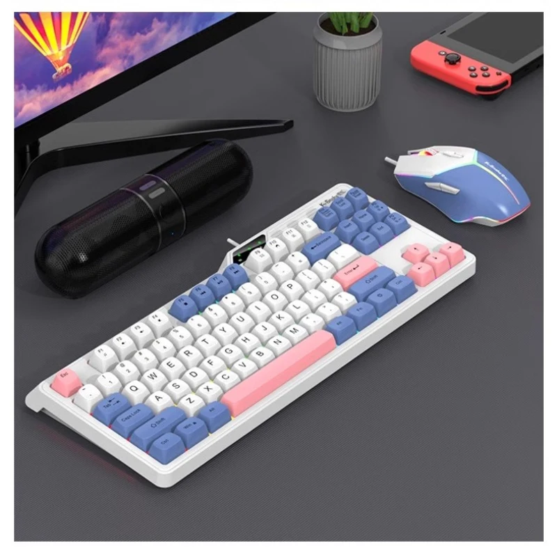 K-snake KM87 Three Tone Mixed Color Keyboard and Mouse Set Wired E-sports Game Keyboard and Mouse