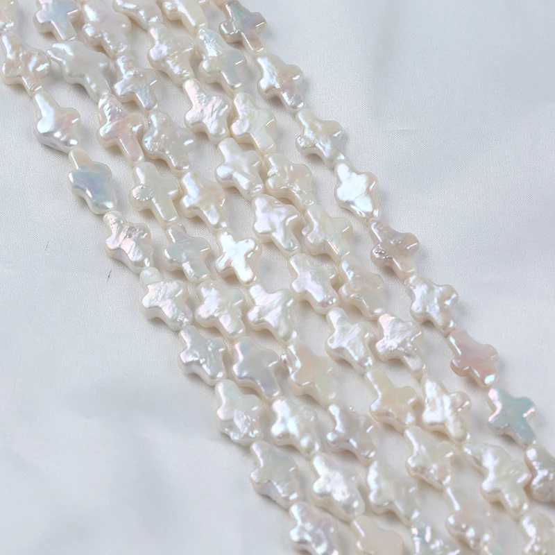 

10-11mm*14-17mm Cross Shaped Pearl Beads Loose Pearl Irregular Natural Freshwater Baroque Pearl Strand