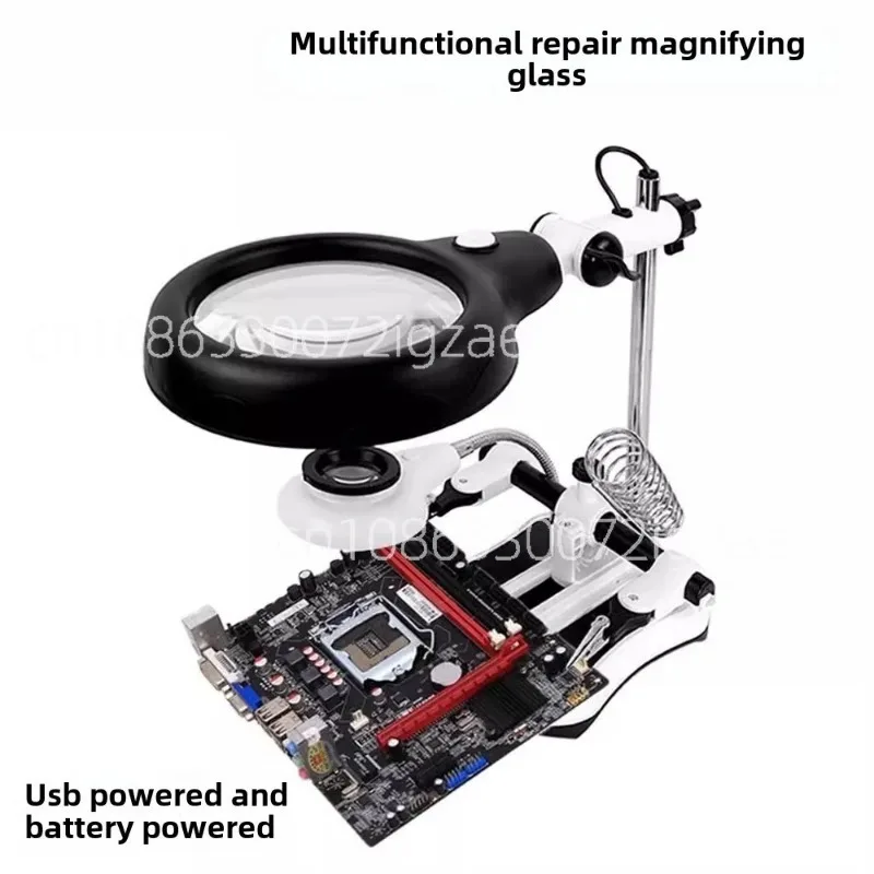 Desktop LED Magnifying Glass 30X-100X Multi Magnification Workbench Lamp For PCB Phone Watch Soldering Repair