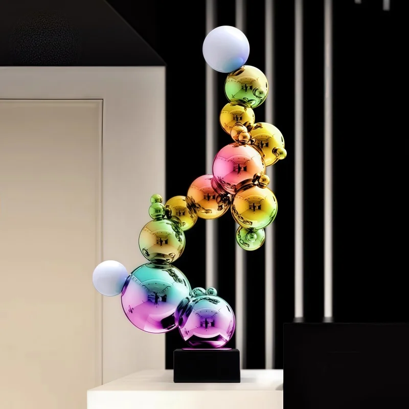 

Stainless steel combination balls, living room entrance, light luxury high-end villas, office staircase soft decoration ornament