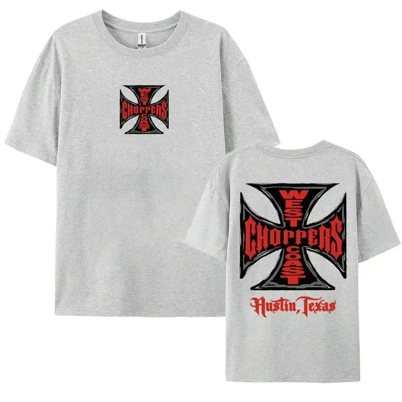West Coast Choppers Iron Cross Graphic T-shirts Men's Clothing Harajuku Streetwear T-shirt Unisex Fashion Cool Oversized T Shirt image 3