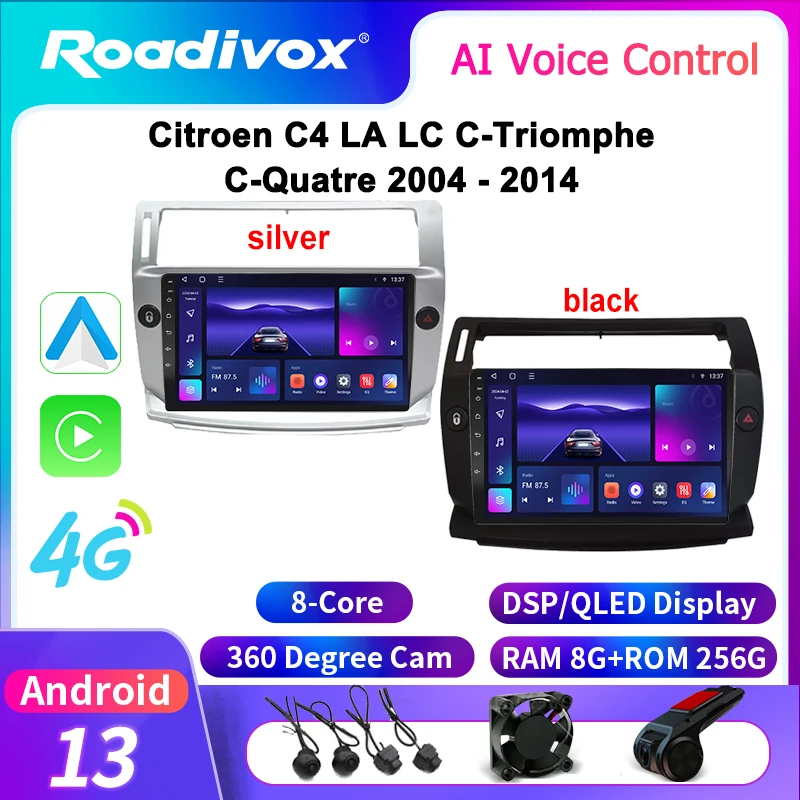roadivox Android Car Radio for Citroen C4 LA LC C-Triomphe C-Quatre 2004 - 2014 GPS Navigation Video Screen Multimedia Player