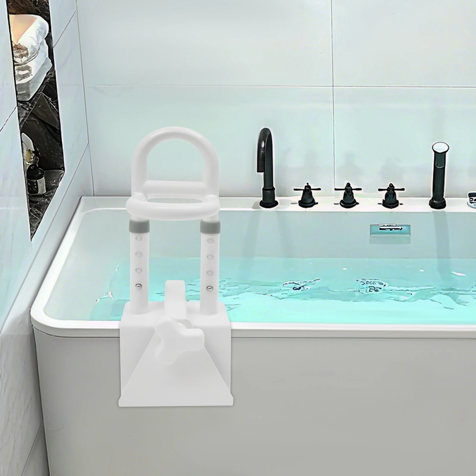 

Adjustable Bathtub Safety Rail Triple Handle Household Elderly No-Drill Safety Handle