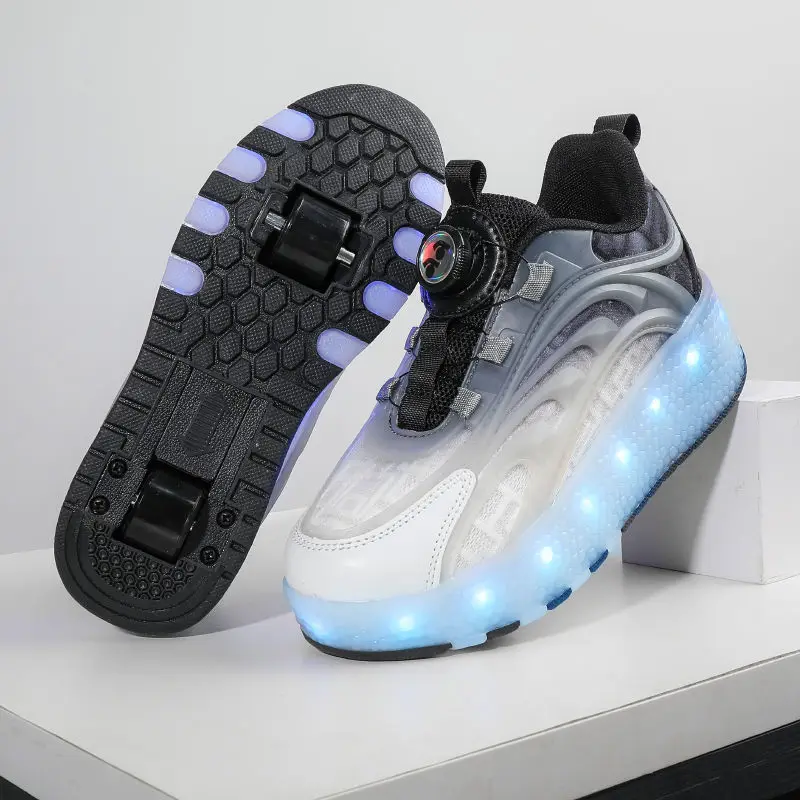 2025 Rampage Shoes Dziecięce oświetlone wrotki Studenci Cztery koła Outdoor Zdejmowane sportowe Morphing Parkour