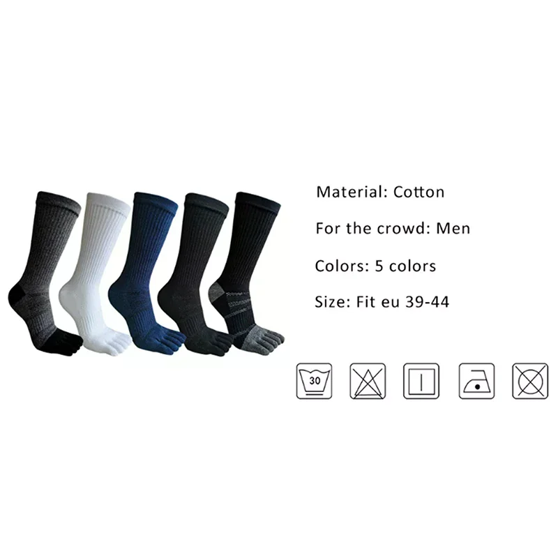 رجل 5 أصابع الجوارب طويلة امتصاص العرق تنفس مريحة اللياقة البدنية ماراثون المشي لمسافات طويلة في الهواء الطلق تو جوارب رياضية #5