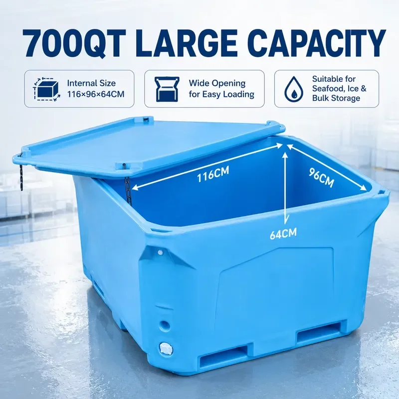 700L Heavy Duty Wall Mount Thermal Insulated Box, Heat Preservation Cold Storage Container for Seafood Processing & Food Storage