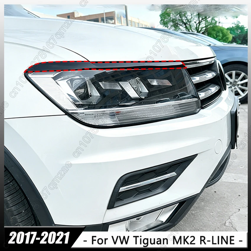 

2Pcs Car Lamp Eyelids Cover Styling Trim For VW Volkswagen Tiguan MK2 European Version 2017-2021 Gloss Black Headlight Eyebrows