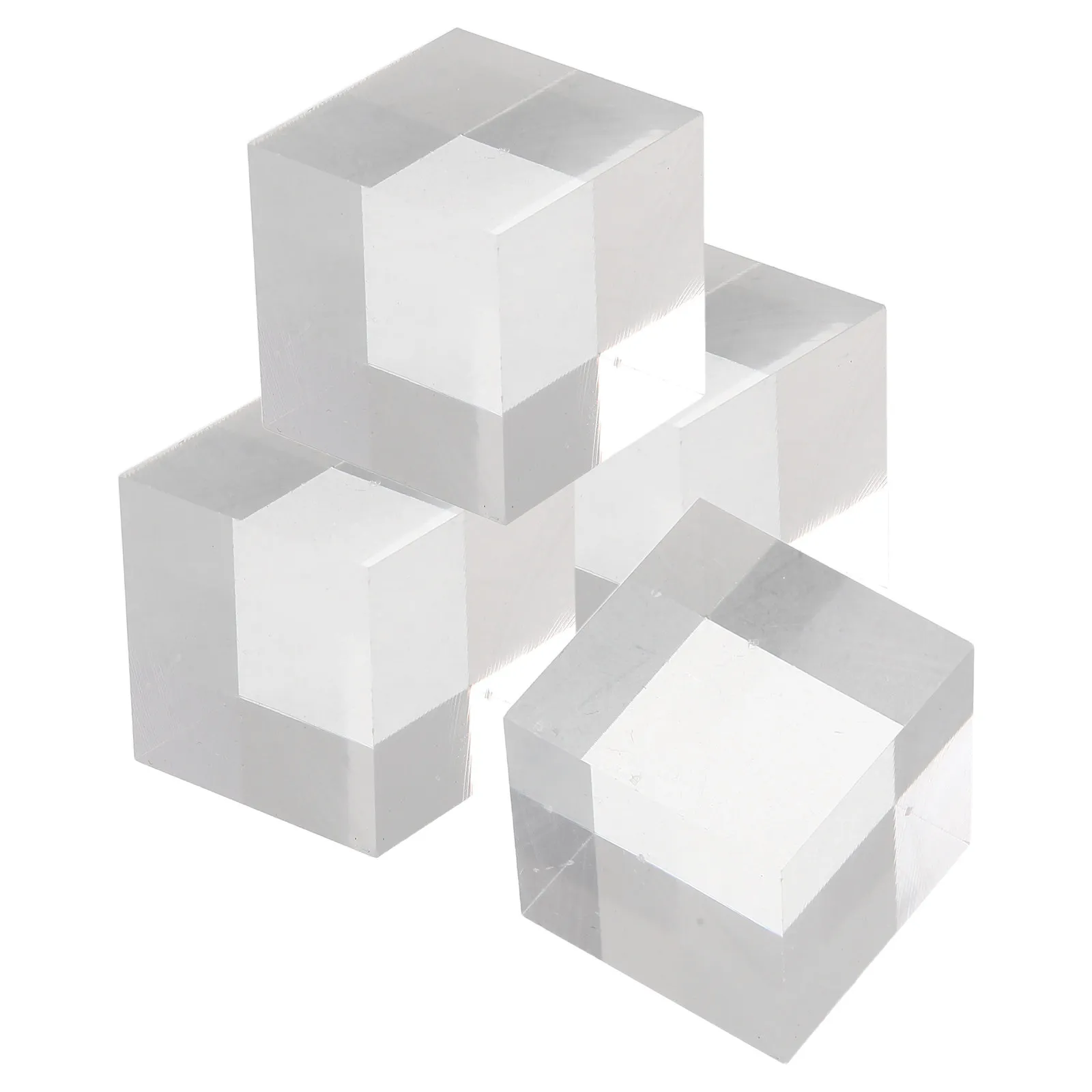 

4pcs Acrylic Display Block for Photos and Collectibles Transparent Square Cube Trophy Stands Pedestal for Jewelry Rock Props