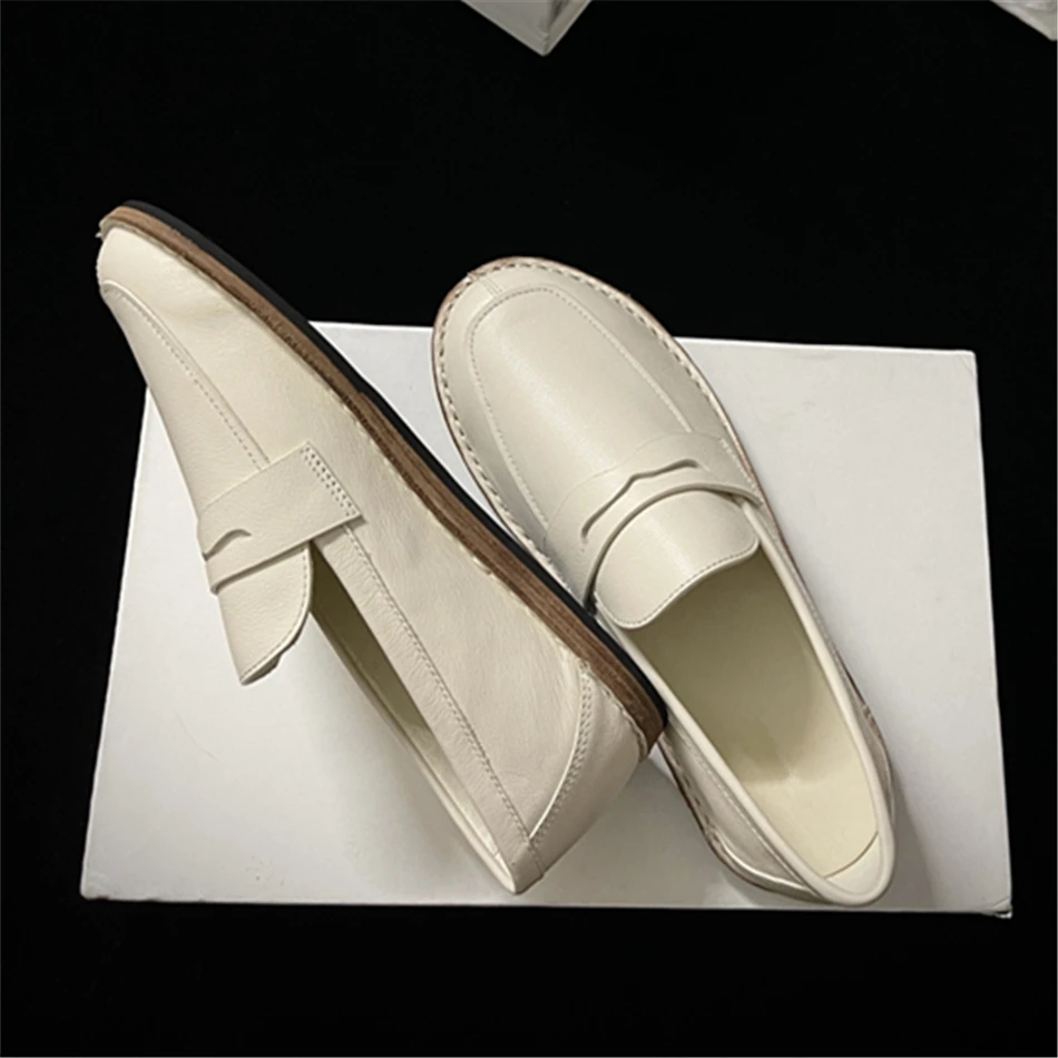 Cary Loafers For Women 100% Calfskin Soft Shoes For Daily Wear 2024 New Trend Top Quality Fishmen Shoes