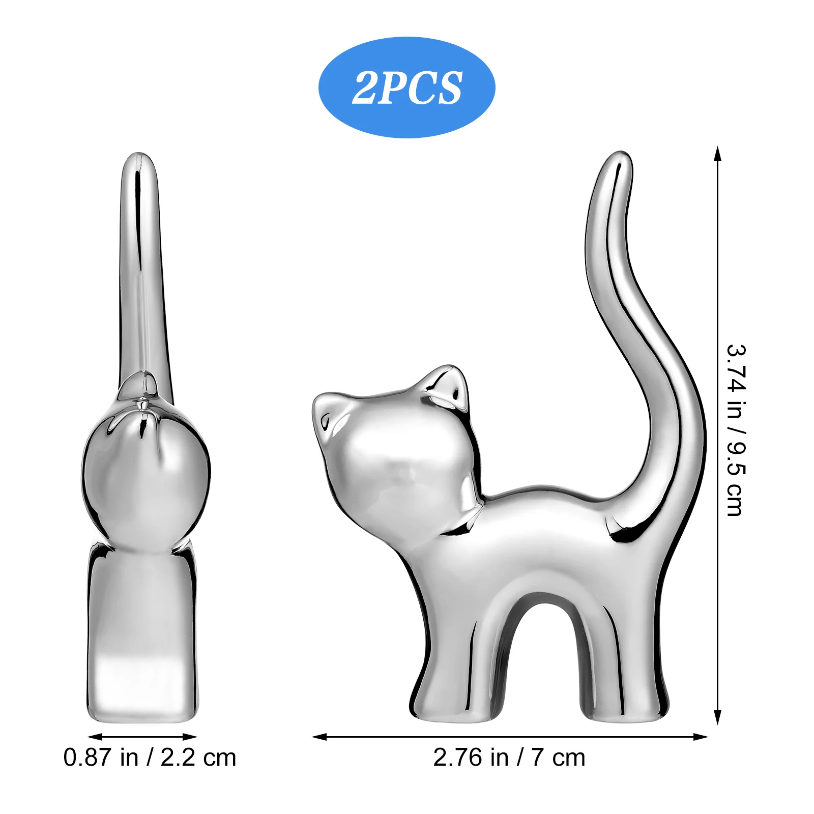 

2 Pcs Holder Wedding Stand Gifts Christmas Finger Silver Holders Decors Jewelry for Women