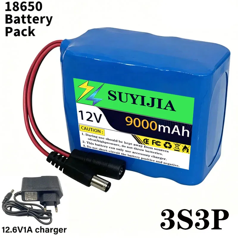 

Original 12V 3S3P Li-ion battery 18650, 12V, 9Ah, 9000mAh, integrated BMS and charger 2026
