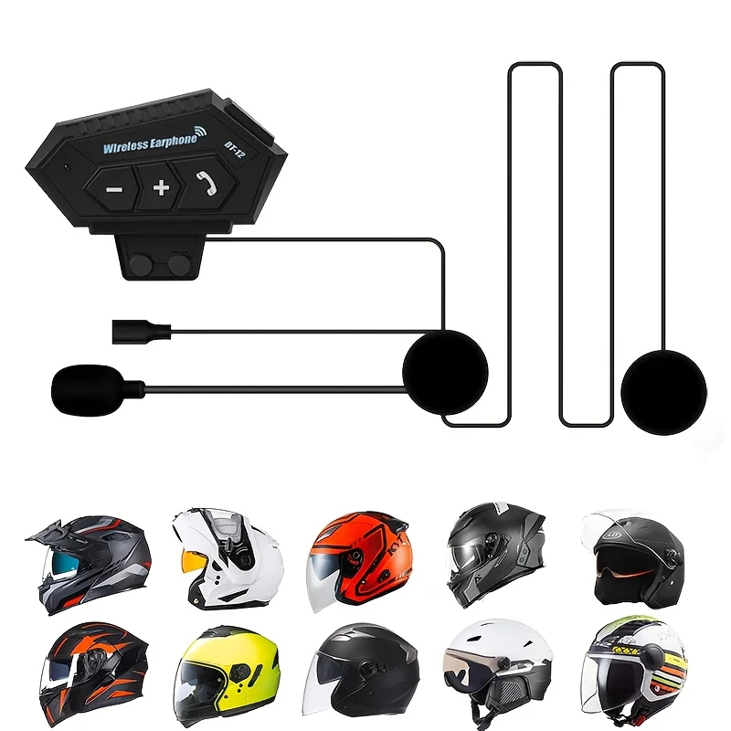 

BT12 Motorcycle Helmet Headphone Wireless 6.0 Wireless Headphone Hands-free Stereo Headphone Speaker Noise Cancelling with Microphone