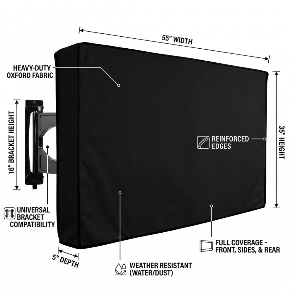 All Size Beige Outdoor TV Cover 30"40"42" 46"50"55"60"65"70"75"80" 85"  600D Weather Dust Proof for Garden Patio TV Protector view 6