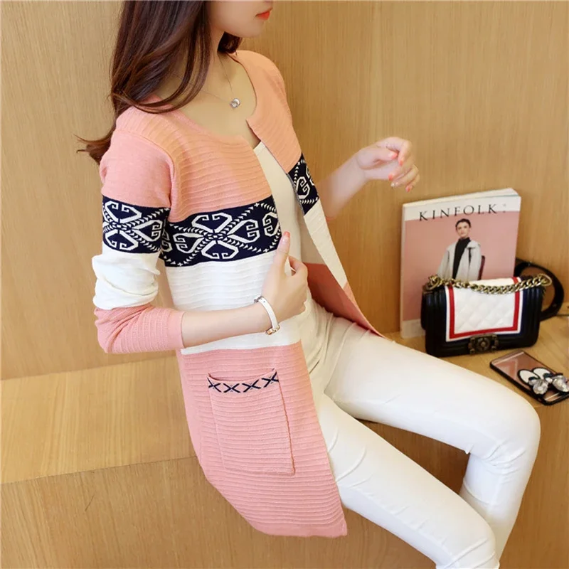 Autumn Sweater Korean Style Winter Women Cardigan Casual Long Sleeve Knitted Coat Retro Jacket Elegant Clothes Jumper