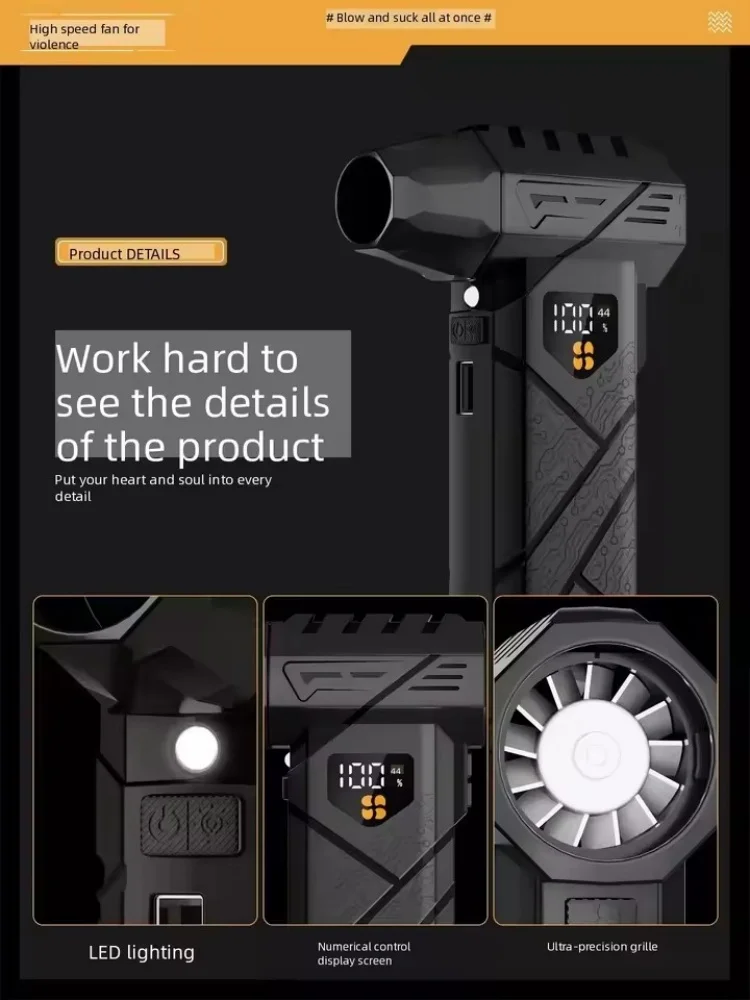 

Powerful Violent Fan 990000RPM Turbo Air Blower With Power Bank High Speed Brushless Turbo Jet Blower LED Lighting Turbo Fan Dry