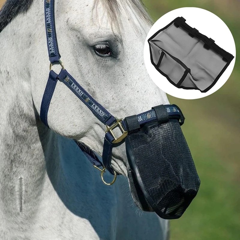 1PC Horse Nose Mosquito Protection Black Mesh Breathable Headgear Livestock Nose Durable Face Cover Horse Care Products