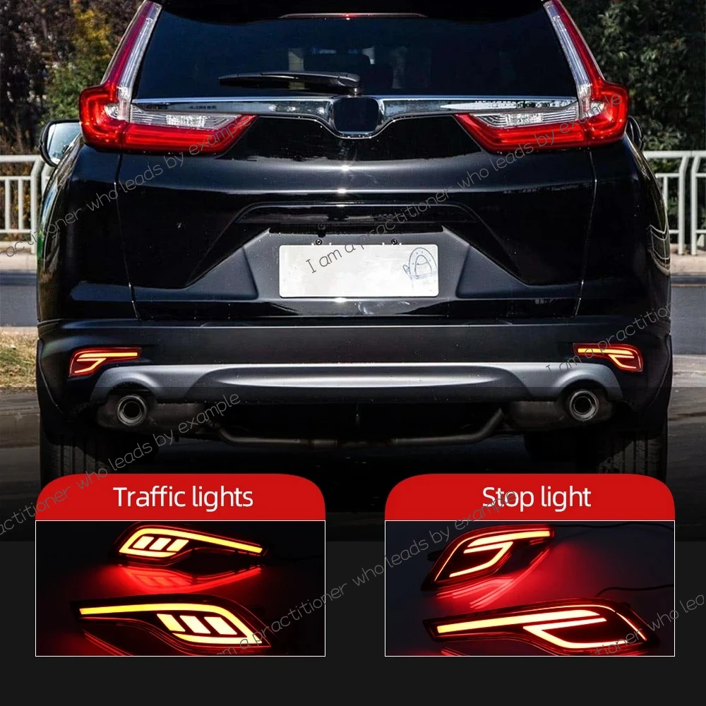 

CSCSNL 2Pcs Red Lens LED Rear Bumper Reflector Lamp For Honda CRV CR-V 2017 2018 2019 Tail Brake Light Fog Lamp